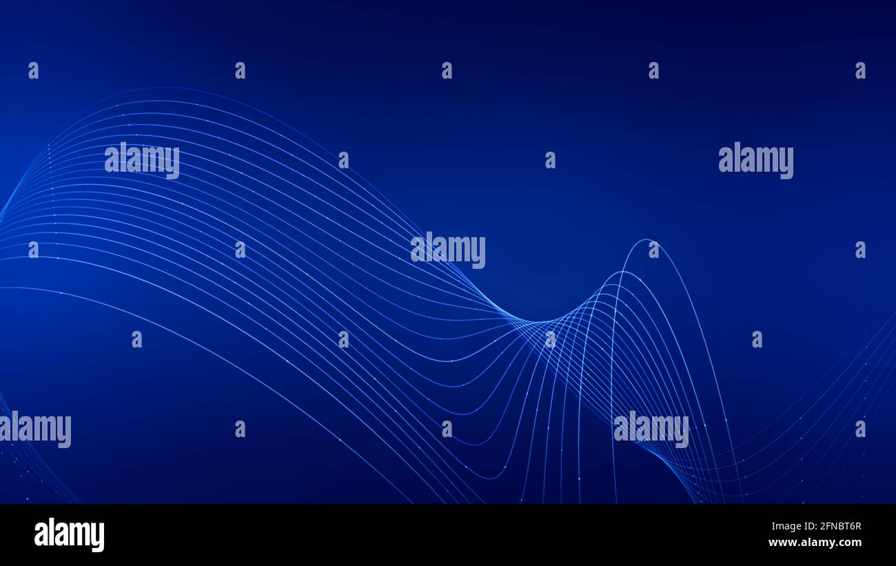 Tunnel de données. Courbe des données se connecte pour les points et les lignes sur fond bleu Abstract tech. Concept d'intelligence artificielle, technologie et téléchargement de données Banque D'Images