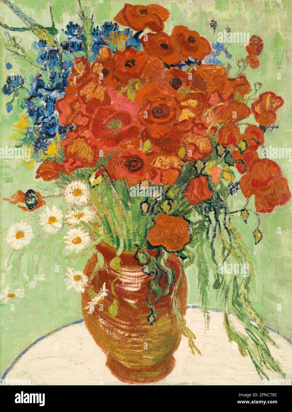 Œuvre d'art de Vincent van Gogh - vase aux fleurs de maïs et aux coquelicots peint à Auvers-sur-Oise, France. Banque D'Images