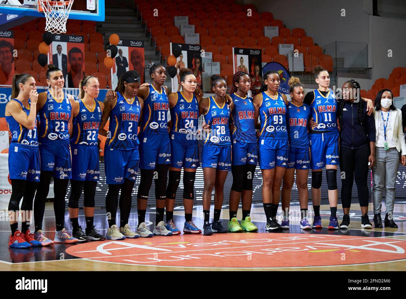 Équipe de Montpellier pendant le championnat de France féminin, le LFB  Playoffs finale basket-ball match entre basket Landes et basket Lattes  Montpellier le 15 mai 2021 au Palais des Sports du Prado