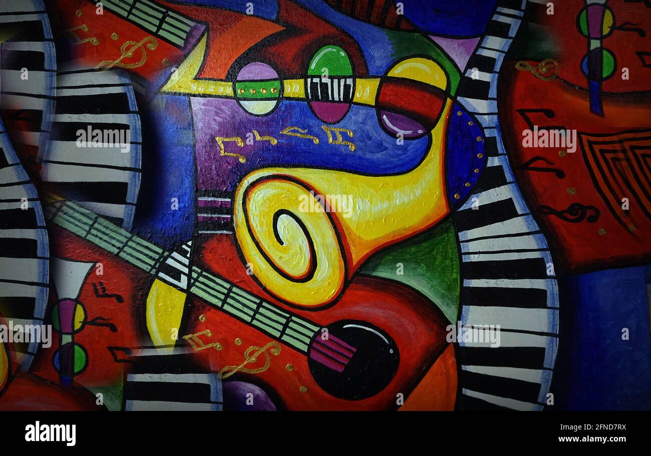 Peinture d'art abstrait Triangle Curve Square musique , pays étranger , Art moderne Banque D'Images