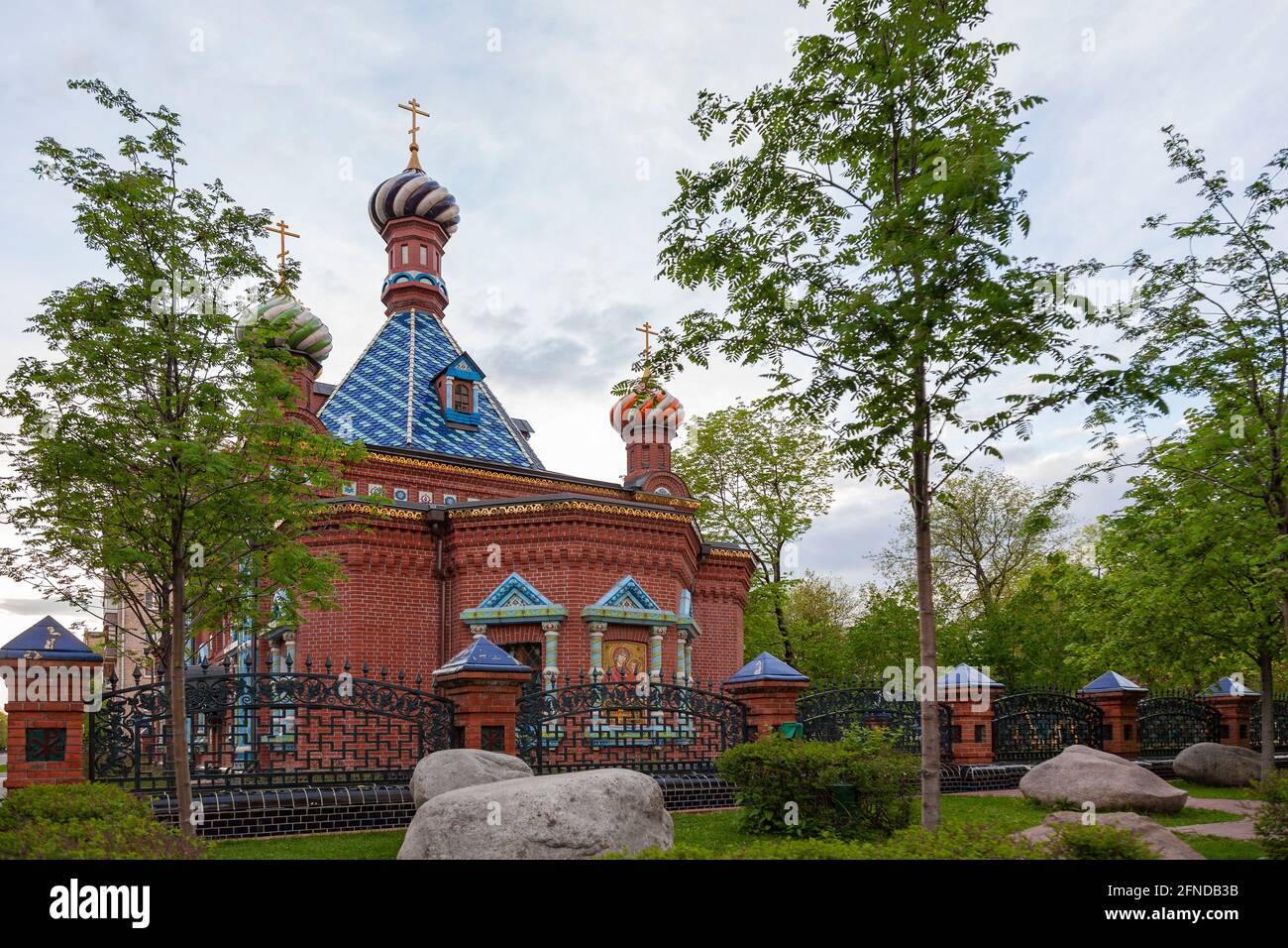 Une vue pittoresque de l'église des anciens croyants de l'icône Tikhvin de la mère de Dieu à Moscou. Banque D'Images