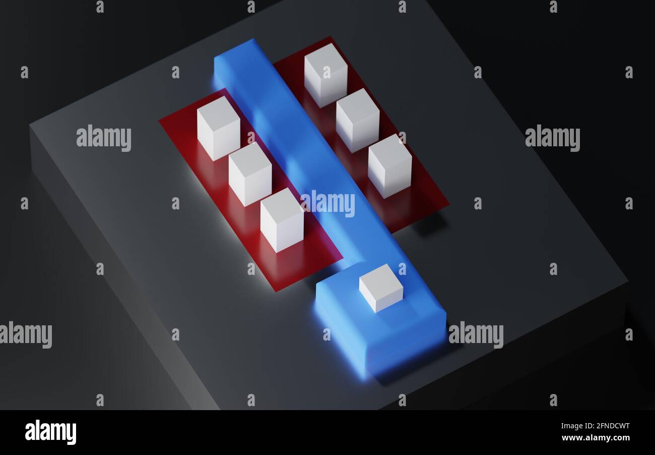 Structure de transistor CMOS. Transistor à effet de champ métal–oxyde–semi-conducteur de type n. Module de base d'une puce. Rendu 3D. Banque D'Images