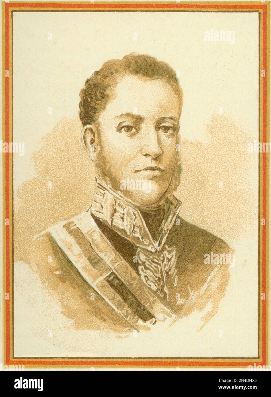 Guerra de la Independencia (1808-1814). Francisco Espoz y Mina (1781-1836), militar español y guérillero en Navarre. Grabado de 1895. Banque D'Images