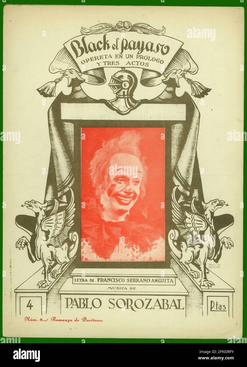 Partitura musical de la opéeta Black el Payaso, de Pablo Sorozábal