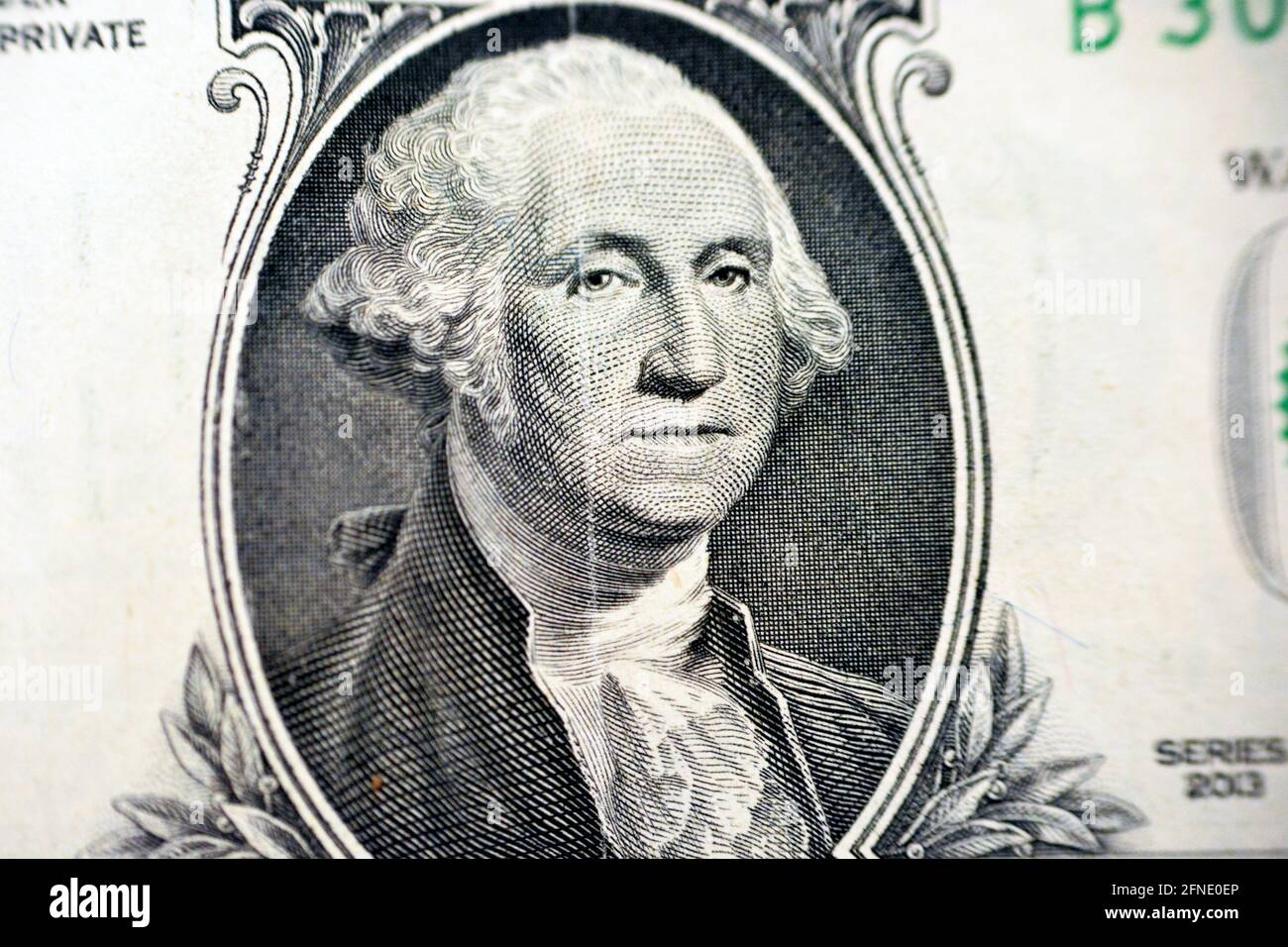 Le portrait de George Washington est exposé au centre du côté opposé de la facture d'un dollar, foyer sélectif billet de dollar des États-Unis Banque D'Images