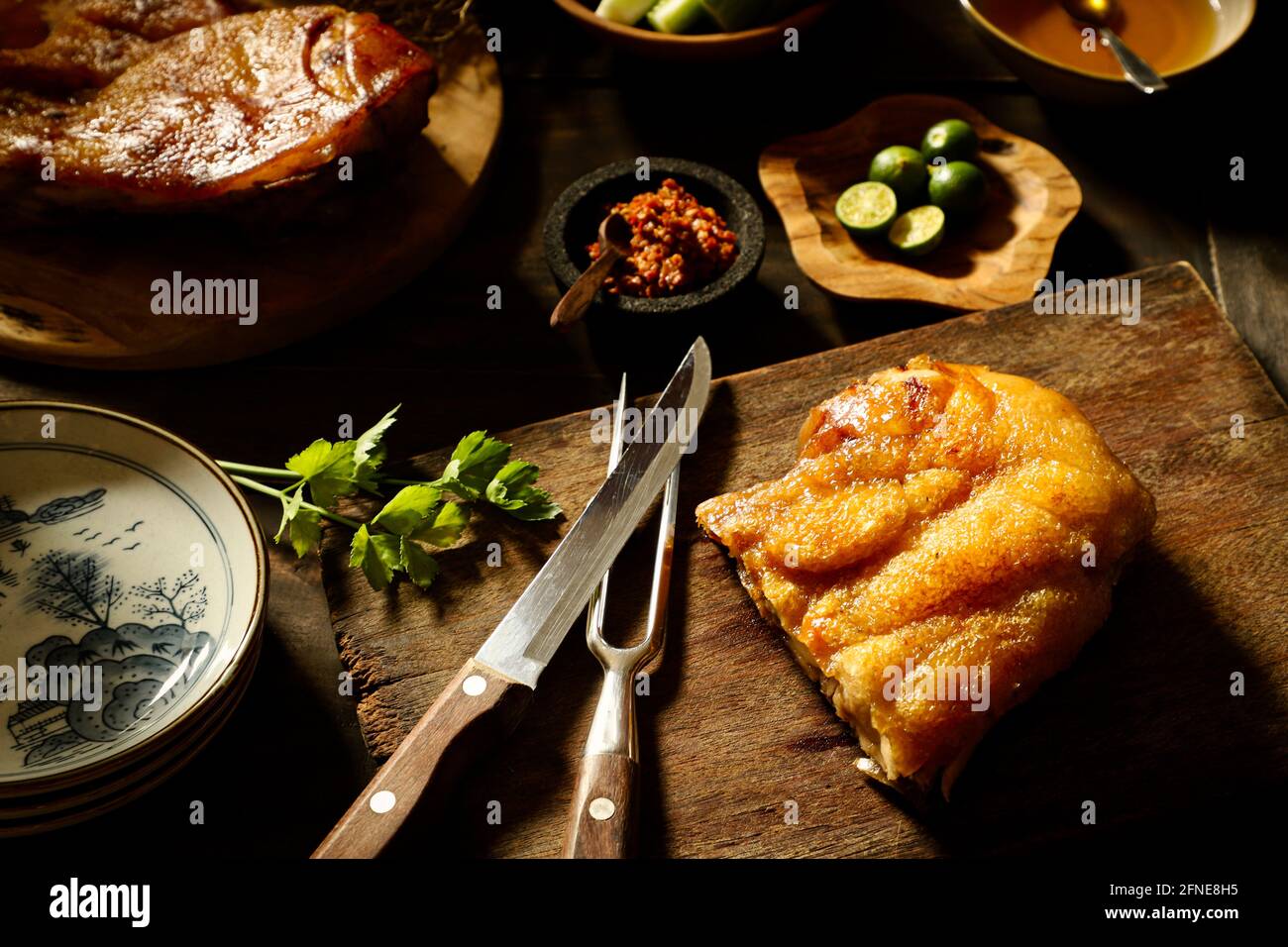 Bipang Ambawang. Rôti de porc d'Ambawang, Kalimantan occidental Banque D'Images