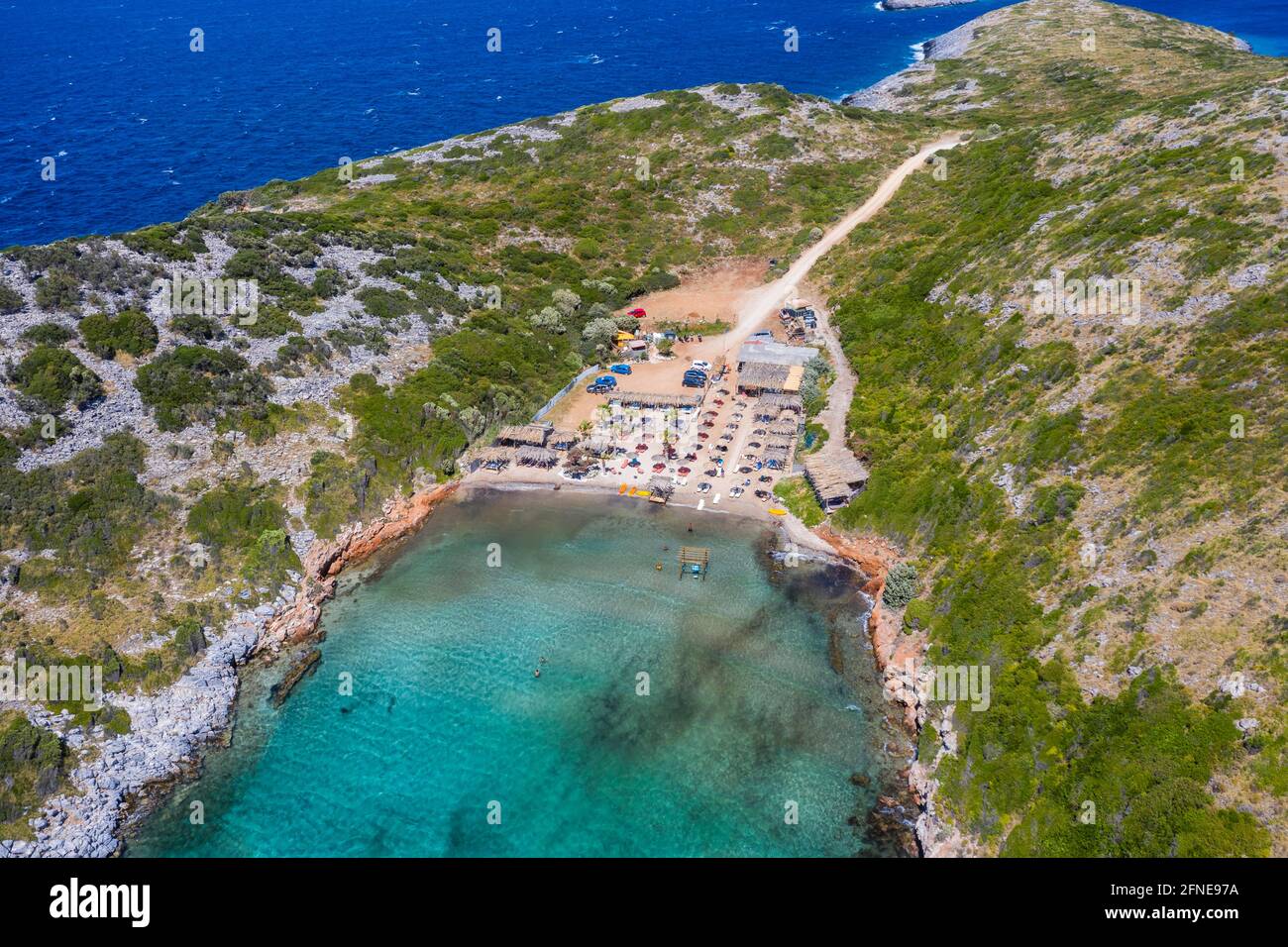 Antenne de la plage de Livadaki, Samos, Grèce Banque D'Images