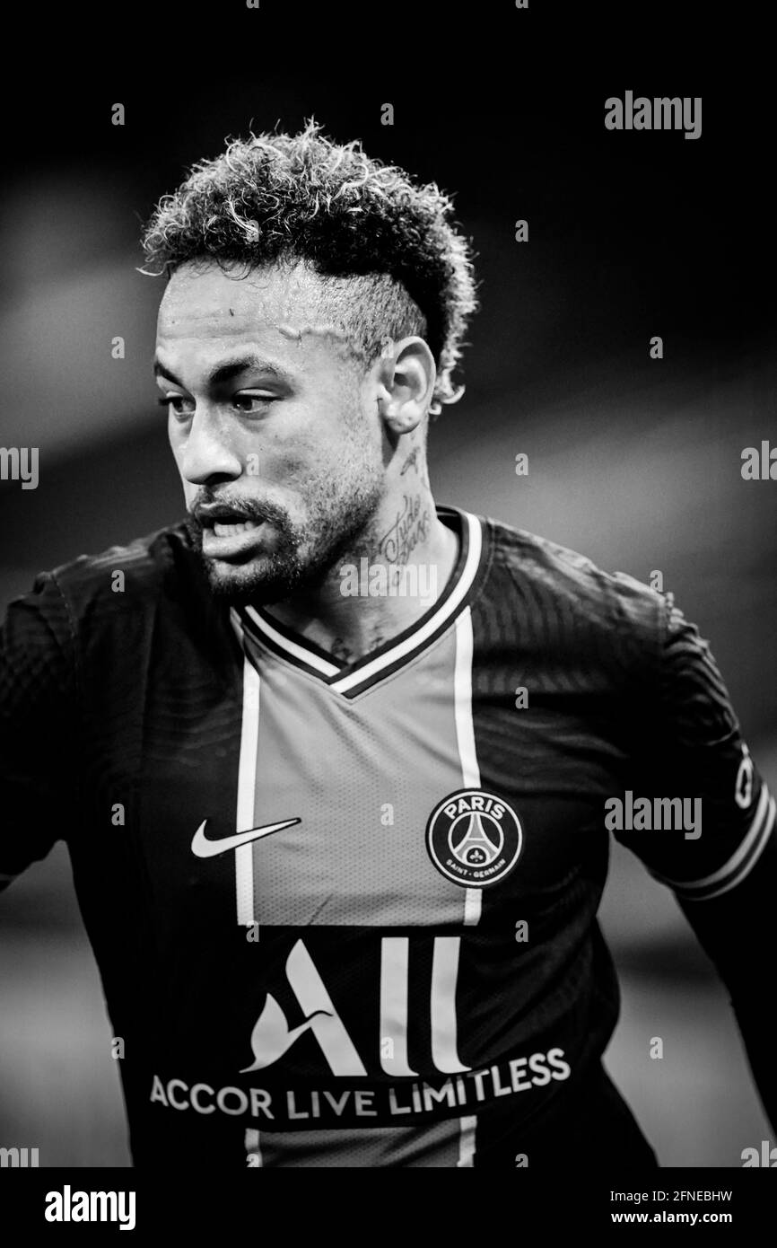 Neymar lors du match de football de la Ligue française 1 entre Paris Saint Germain (PSG) et Stade de Reims (SR) au stade du Parc des Princes, à Paris, France, le 16 mai 2021. Photo de Julien Poupart/ABACAPRESS.COM Banque D'Images