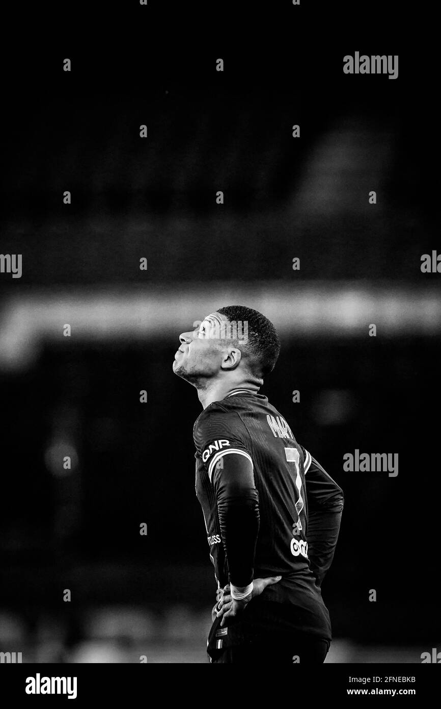 Kylian Mbappe du PSG lors du match de football de la Ligue française 1 entre Paris Saint Germain (PSG) et Stade de Reims (SR) au stade du Parc des Princes, à Paris, en France, le 16 mai 2021. Photo de Julien Poupart/ABACAPRESS.COM Banque D'Images