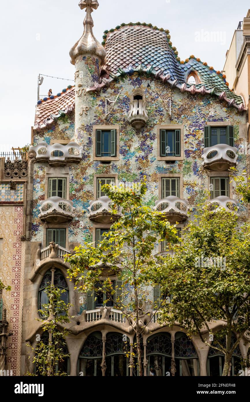 Le monument Casa Batlo, un bâtiment emblématique redessiné par Antoni Gaudi en 1904 à Barcelone, en Espagne Banque D'Images