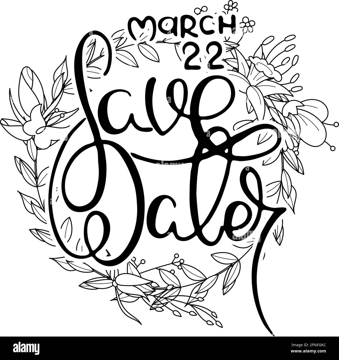 Mars 22. Économisez de l'eau. Carte de grillage à la main avec fond de fleur. Lettres de style rétro faites main. Typograp vectoriel vintage dessiné à la main Illustration de Vecteur