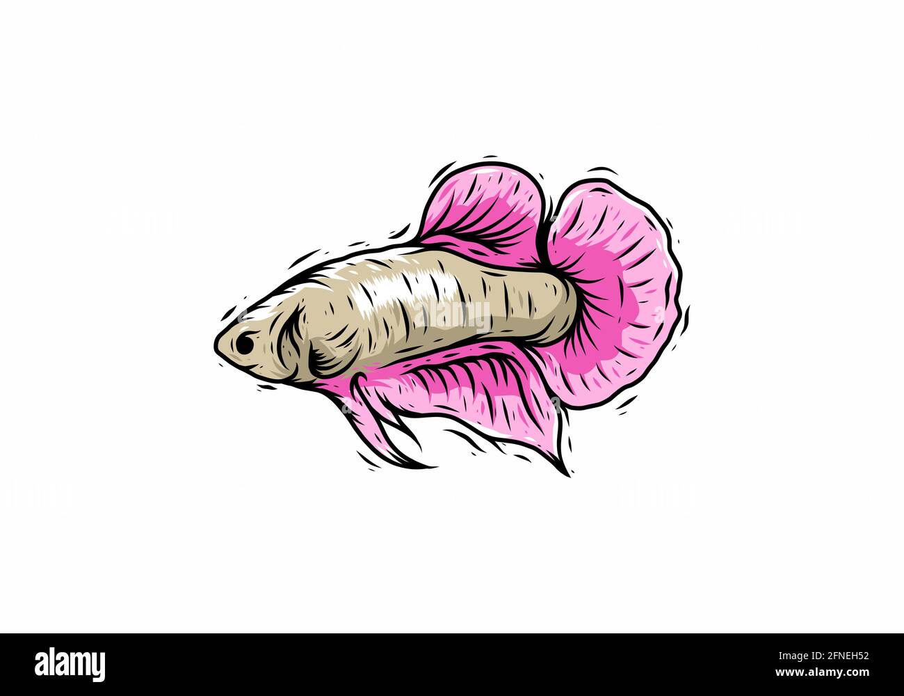 Motif d'illustration de poisson en forme de cupang de couleur rose Illustration de Vecteur
