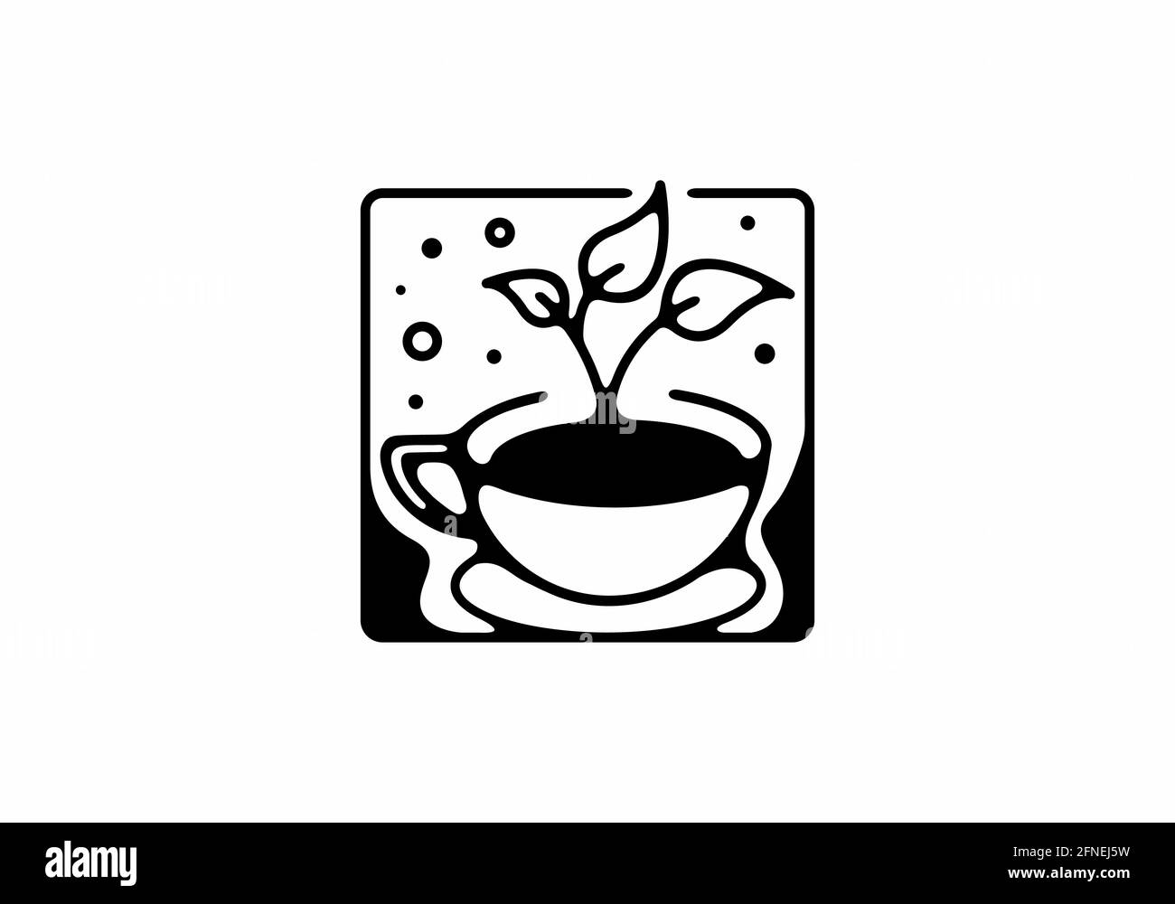 Illustration de l'art du café et des plantes en forme de carré Illustration de Vecteur