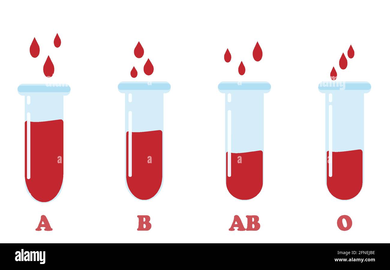 Tubes en verre avec du sang. Type de sang Illustration de Vecteur