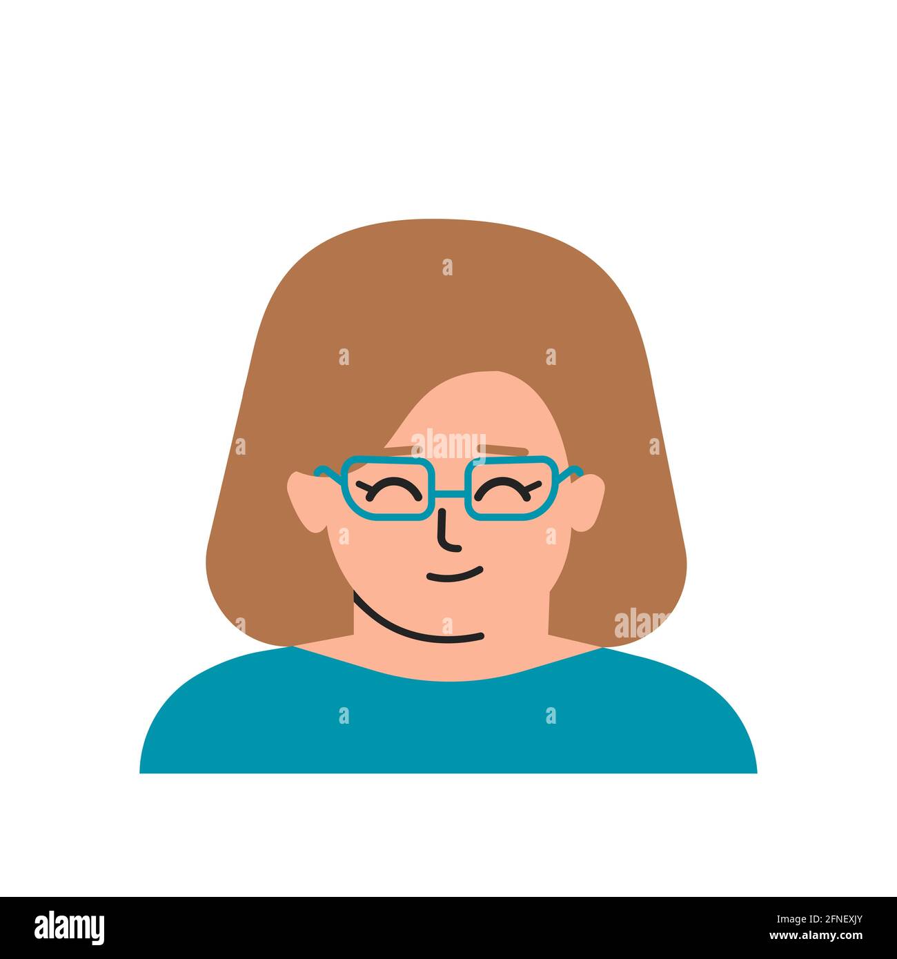 Illustration Vectorielle Isolee A Plat Avec Portrait De Personnage De Dessin Anime Avatar D Une Petite Fille Cacaise Intelligente Avec Des Cheveux Bruns Une Peau Brillante Des Lunettes Cu Image Vectorielle Stock
