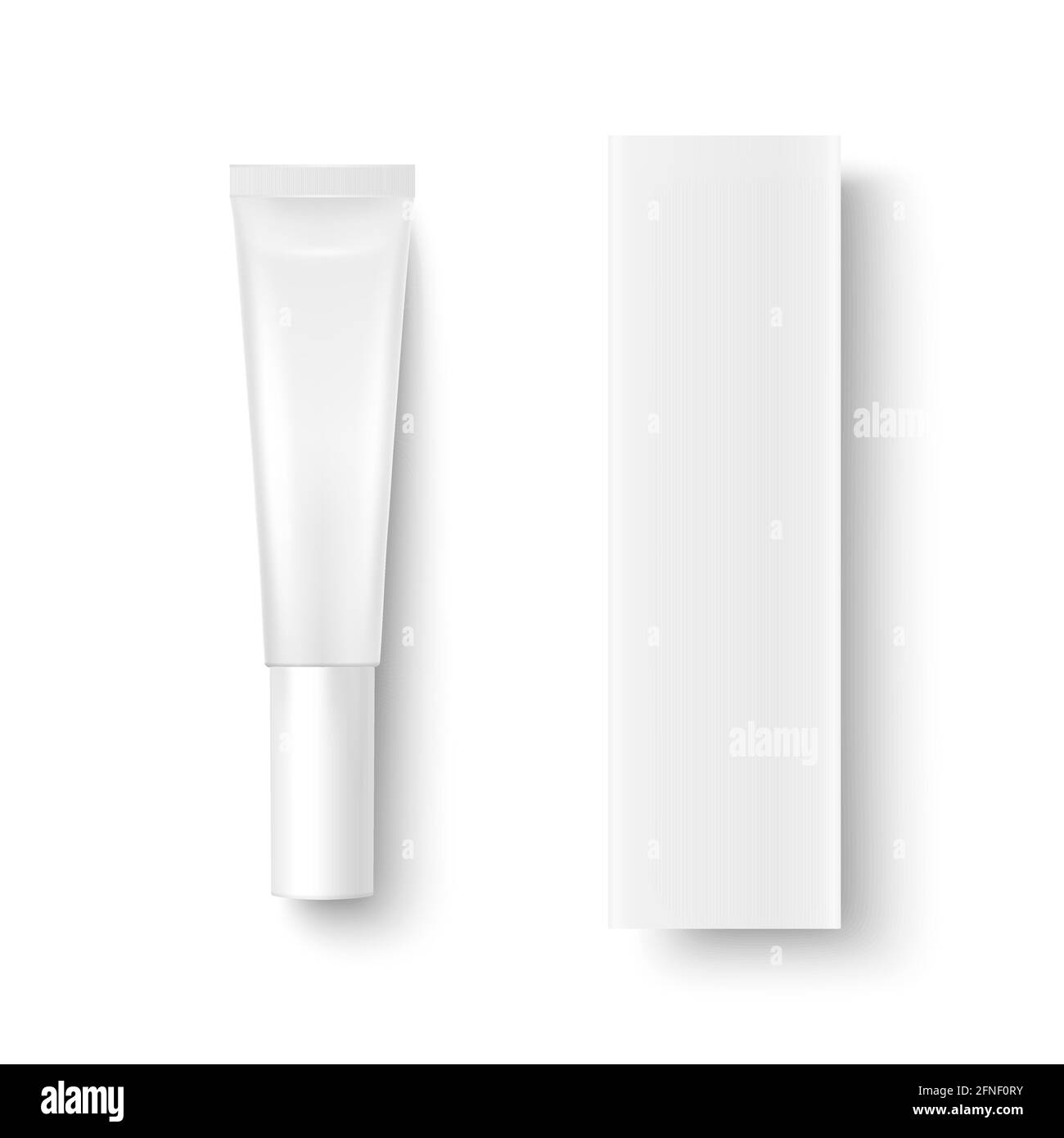 Vector 3d Realistic Plastic, Metal White Lip Baume, Lipstick, Lip Gloss, Cream tube, Carton Packing Set isolé sur blanc. Modèle de conception de Illustration de Vecteur