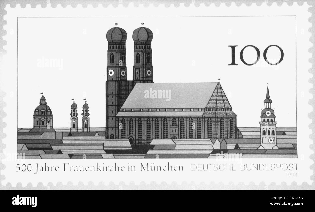Un timbre spécial commémorant le 500e anniversaire de la Frauenkirche de Munich, [traduction automatique] Banque D'Images