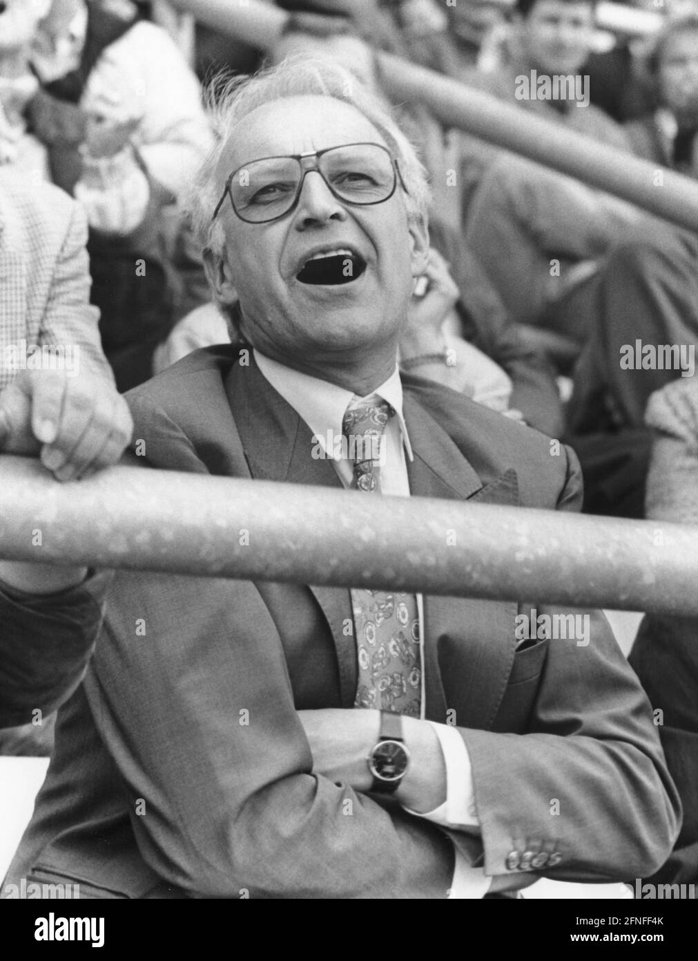 Le Premier ministre bavarois Edmund Stoiber en tant que spectateur lors d'un match de football du FC Nuremberg contre Borussia Dortmund à Nuremberg. [traduction automatique] Banque D'Images