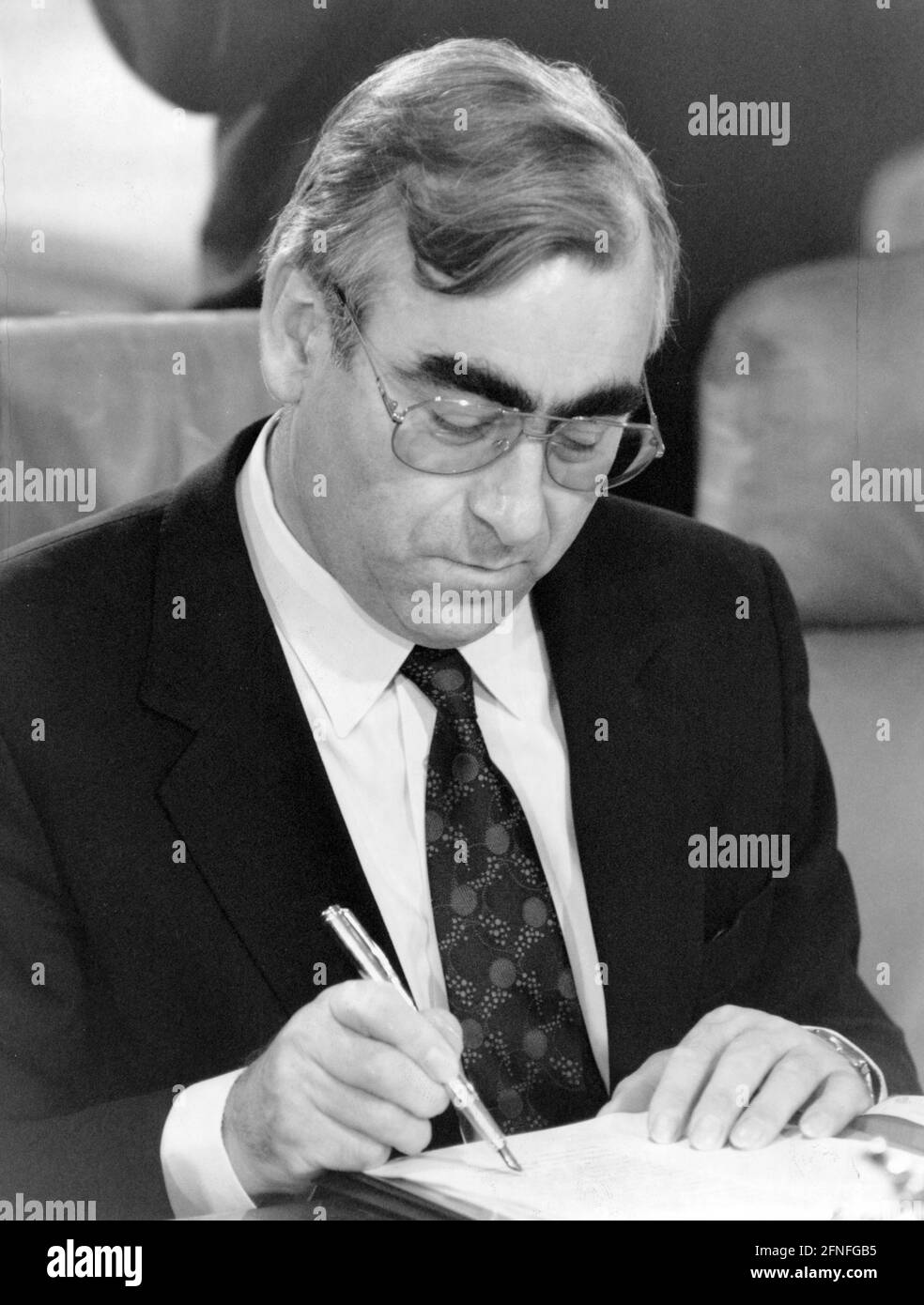 Le ministre fédéral des Finances et président du CSU, Theodor Waigel. [traduction automatique] Banque D'Images