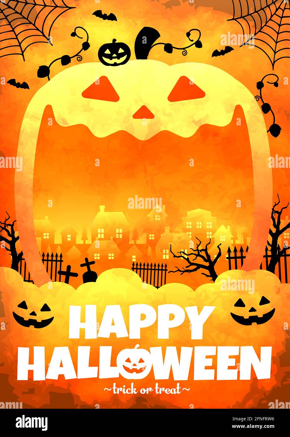 Illustration du vecteur d'arrière-plan Halloween. Modèle d'affiche (prospectus) (espace texte) Illustration de Vecteur