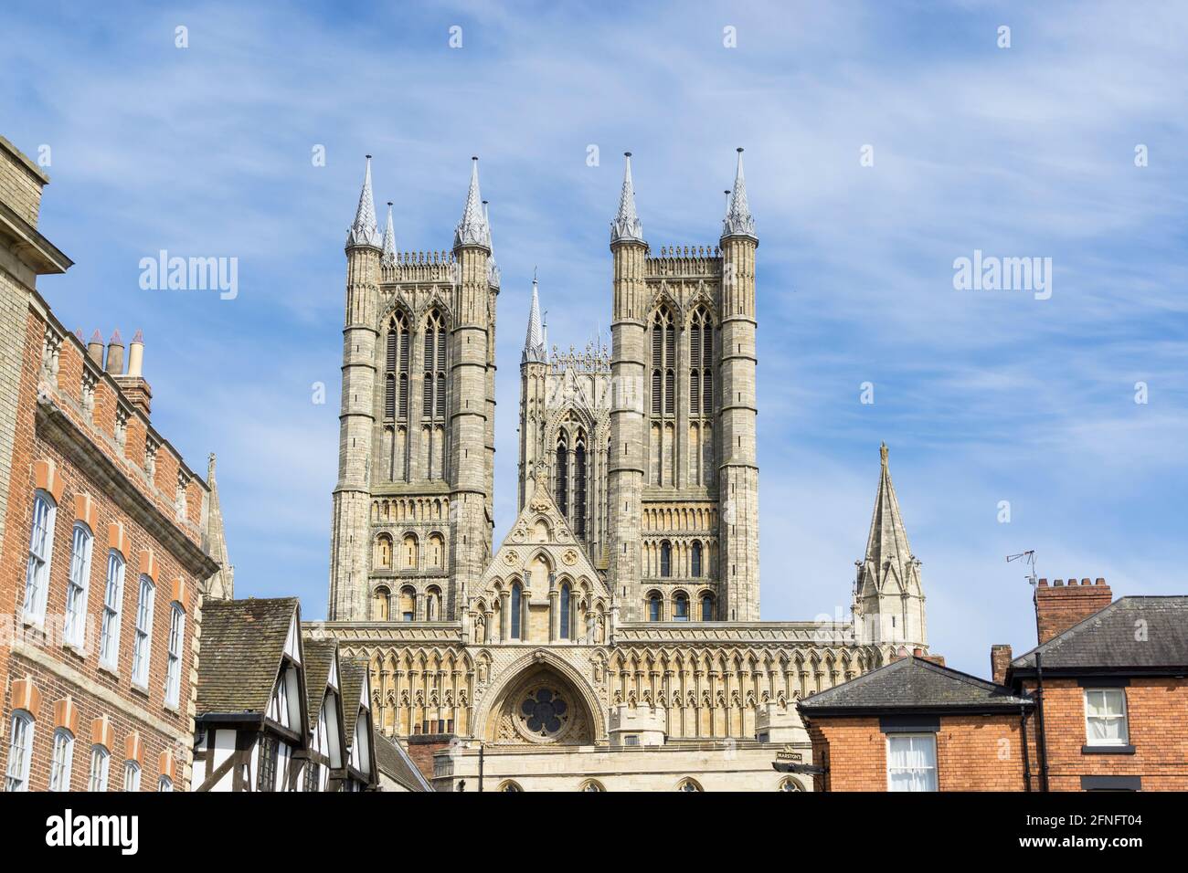 La cathédrale de Lincoln se trouve à l'ouest de Castle Hill Banque D'Images