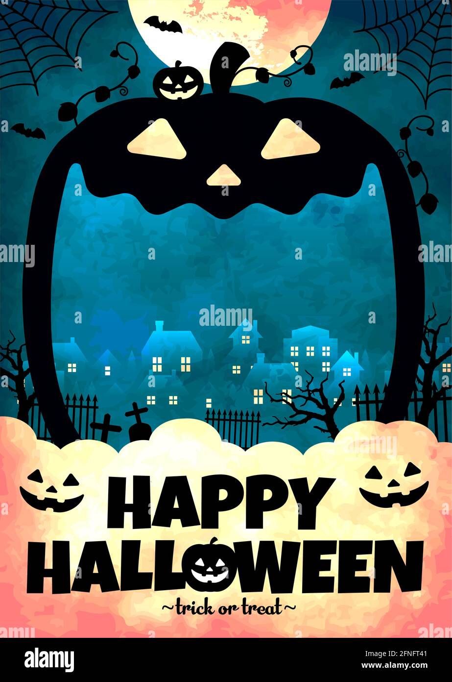 Illustration du vecteur d'arrière-plan Halloween. Modèle d'affiche (prospectus) (espace texte) Illustration de Vecteur