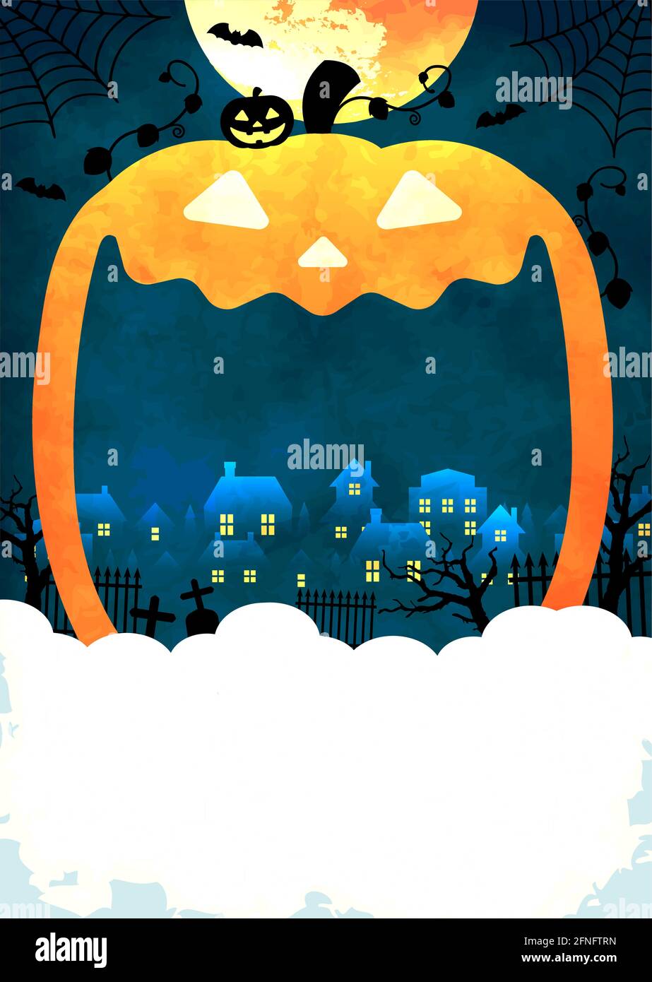Illustration du vecteur d'arrière-plan Halloween. Modèle d'affiche (prospectus) (espace texte) Illustration de Vecteur