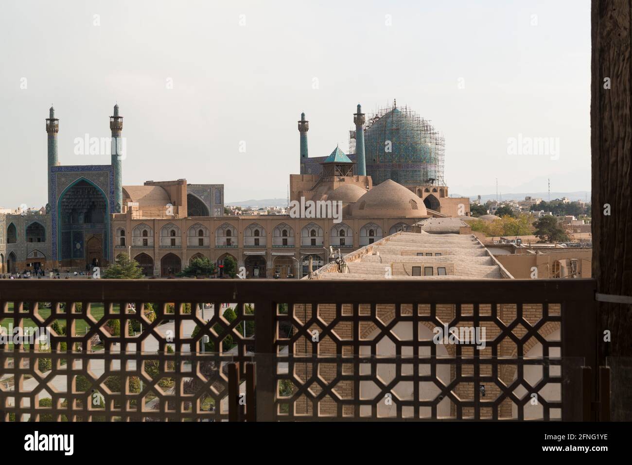 Mosquée Shah vue depuis le balcon du palais Ali Qapu. Ispahan, Iran. Banque D'Images