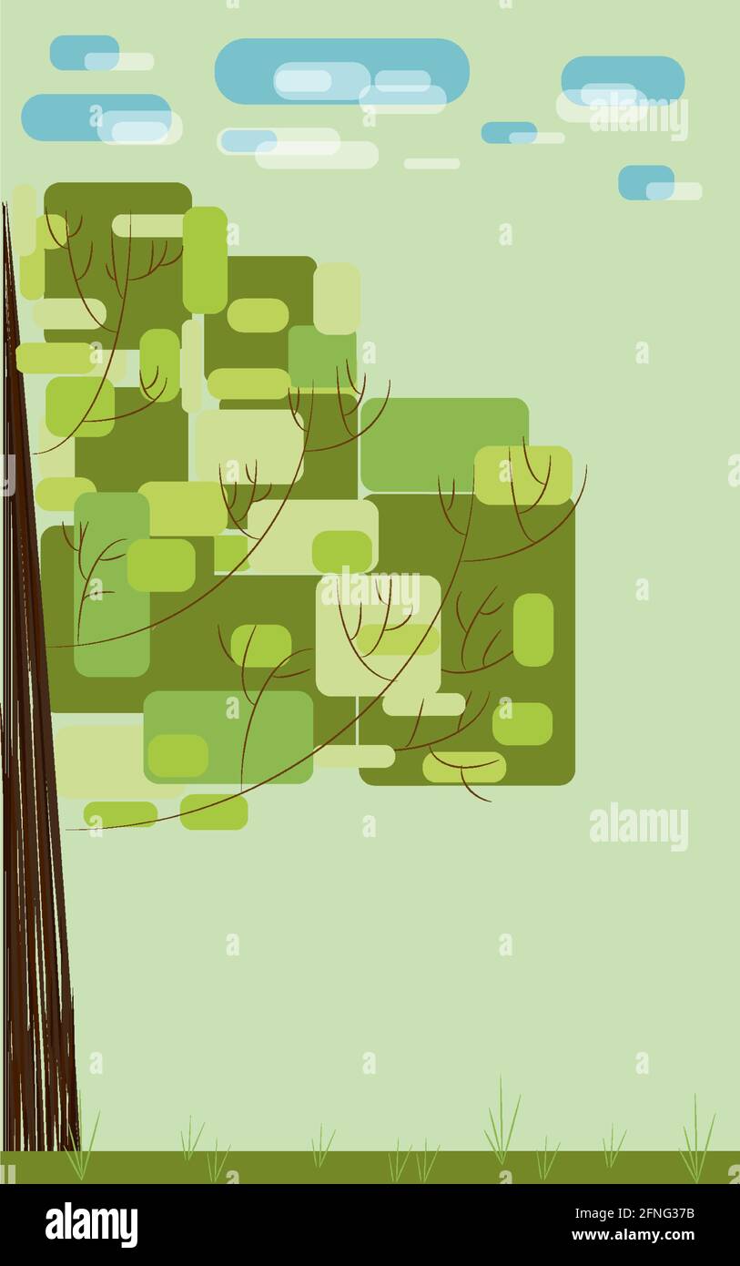 Grand arbre vert solitaire dans le parc Illustration de Vecteur