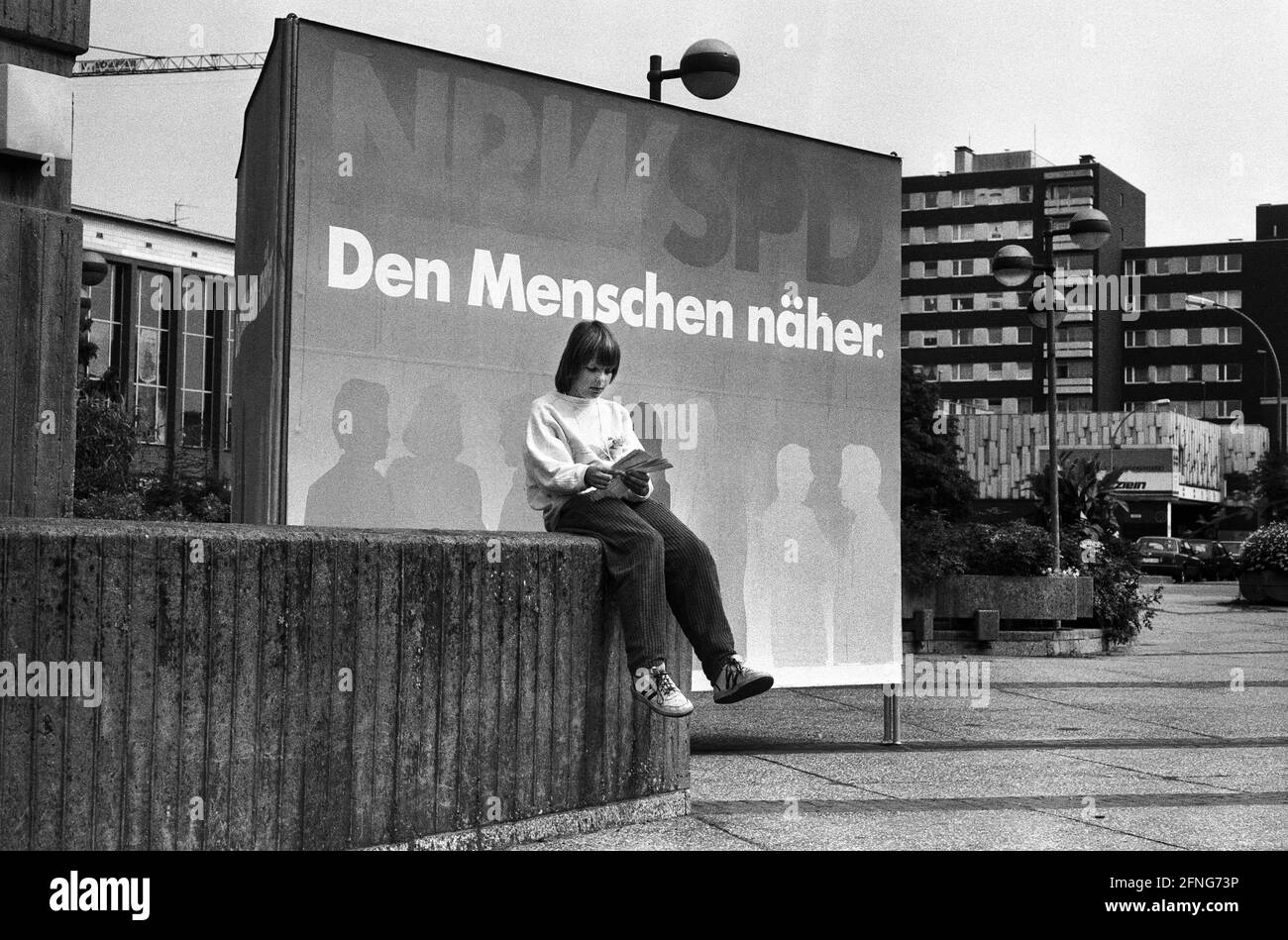 Allemagne, Herne, 26.08.1989. Archive No.: 07-64-25 lancement de la campagne électorale locale du SPD du NRW photo: Affiche du SPD [traduction automatique] Banque D'Images
