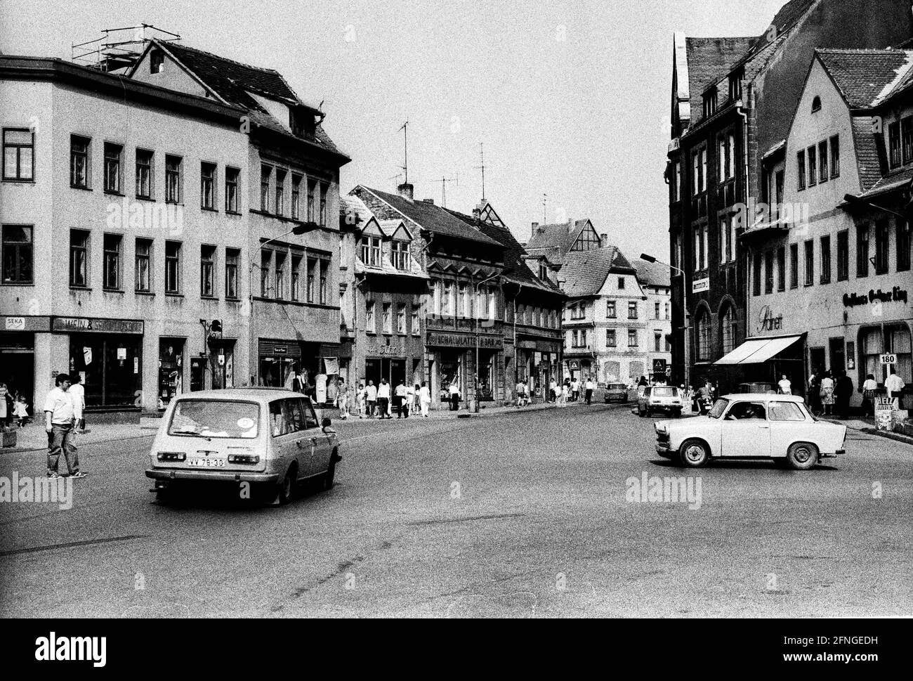 DDR, Eisleben , 01.08.1990 No. D'archive: 18-53-02 photos de la ville Eisleben photo: Vue sur le centre ville [traduction automatique] Banque D'Images