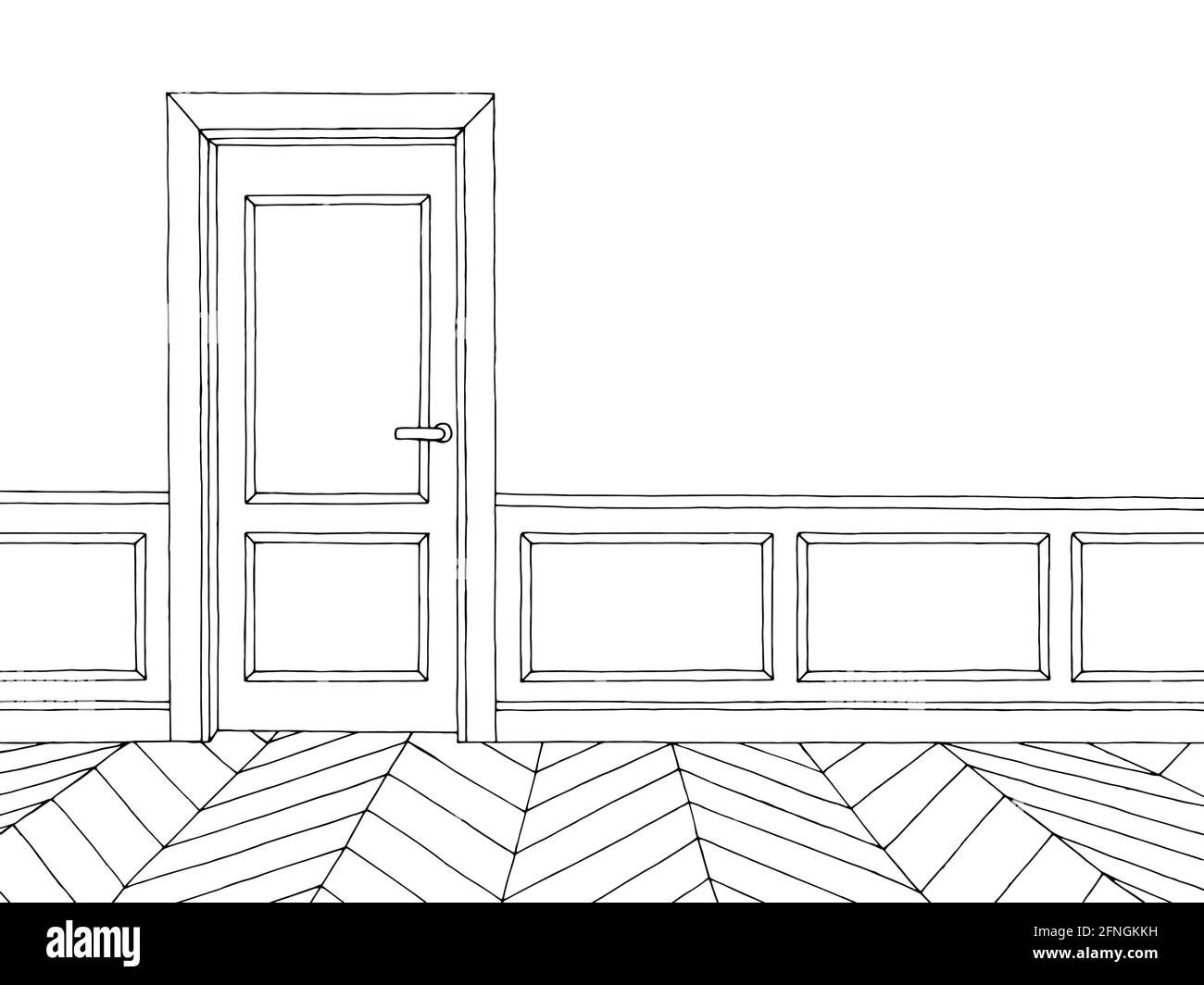 Illustration de la pièce graphique noir blanc intérieur dessin vecteur Illustration de Vecteur