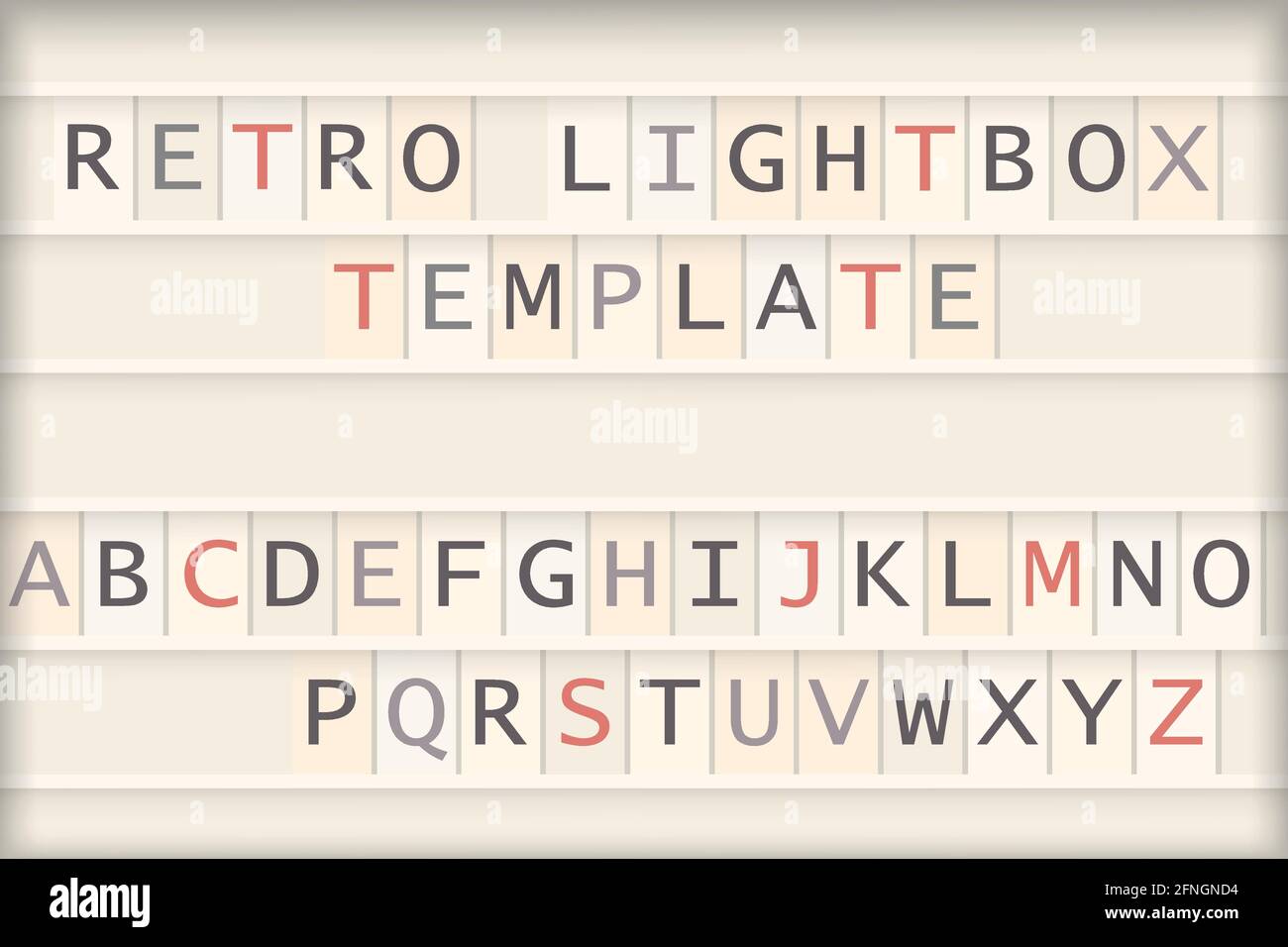 tableau de la boîte lumineuse avec modèle de caractères alphabétiques Illustration de Vecteur