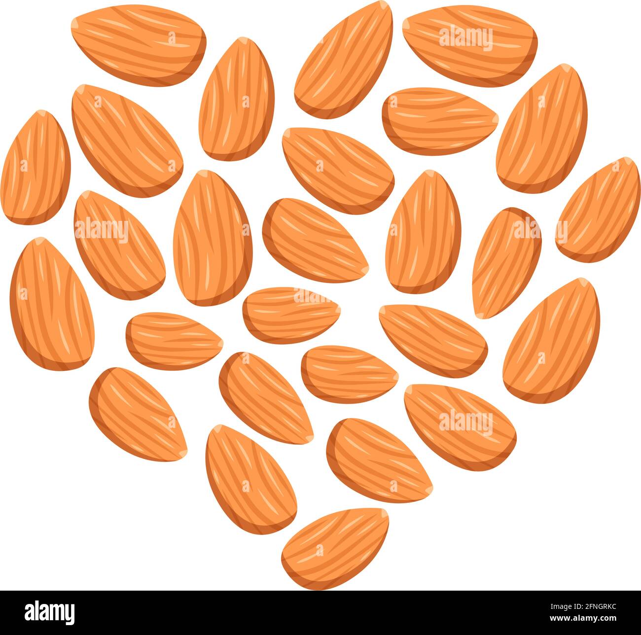 Icône en forme d'amande. Coeur piqué. Nourriture pour une alimentation saine, dessert, en-cas. Une alimentation saine et biologique Illustration de Vecteur