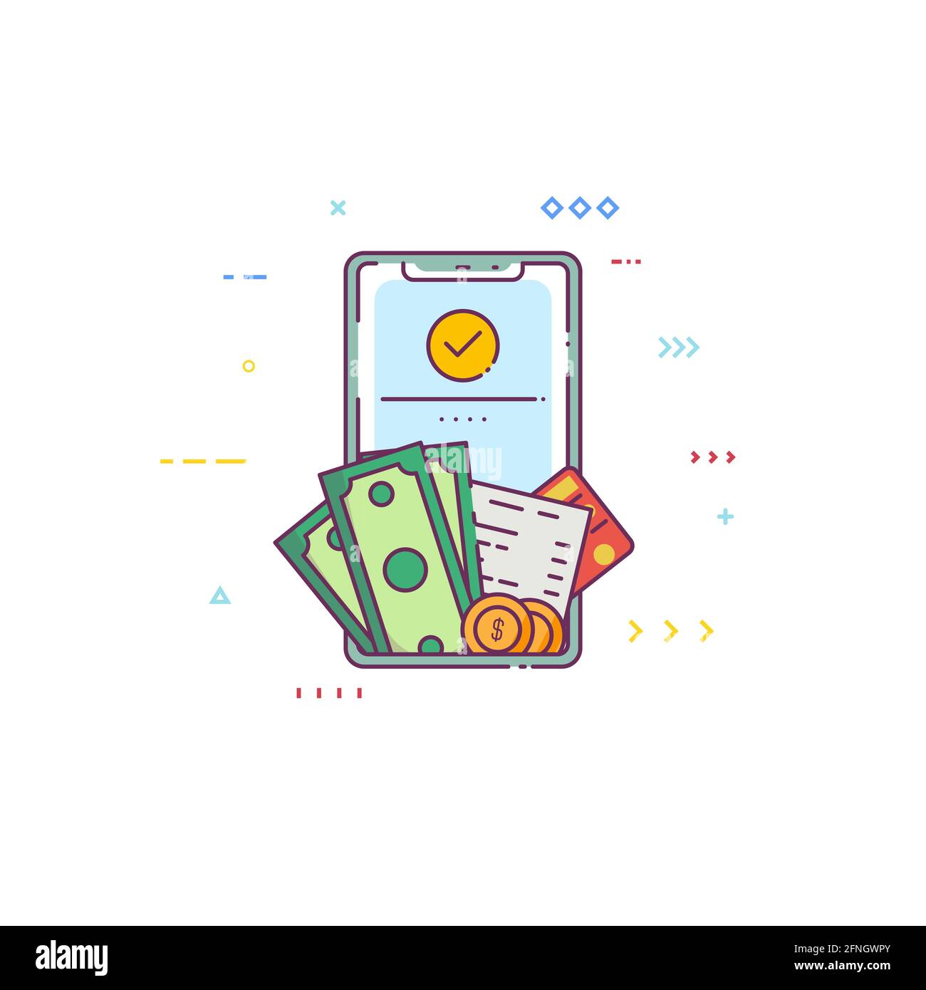 Portefeuille pour téléphone portable Illustration de Vecteur