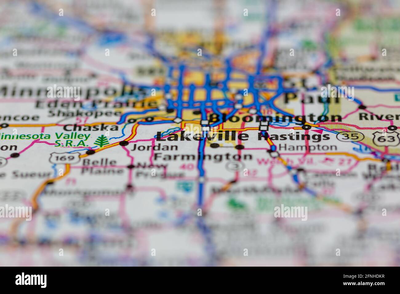 Lakeville Minnesota USA indiqué sur une carte de la géographie ou sur une route carte Banque D'Images