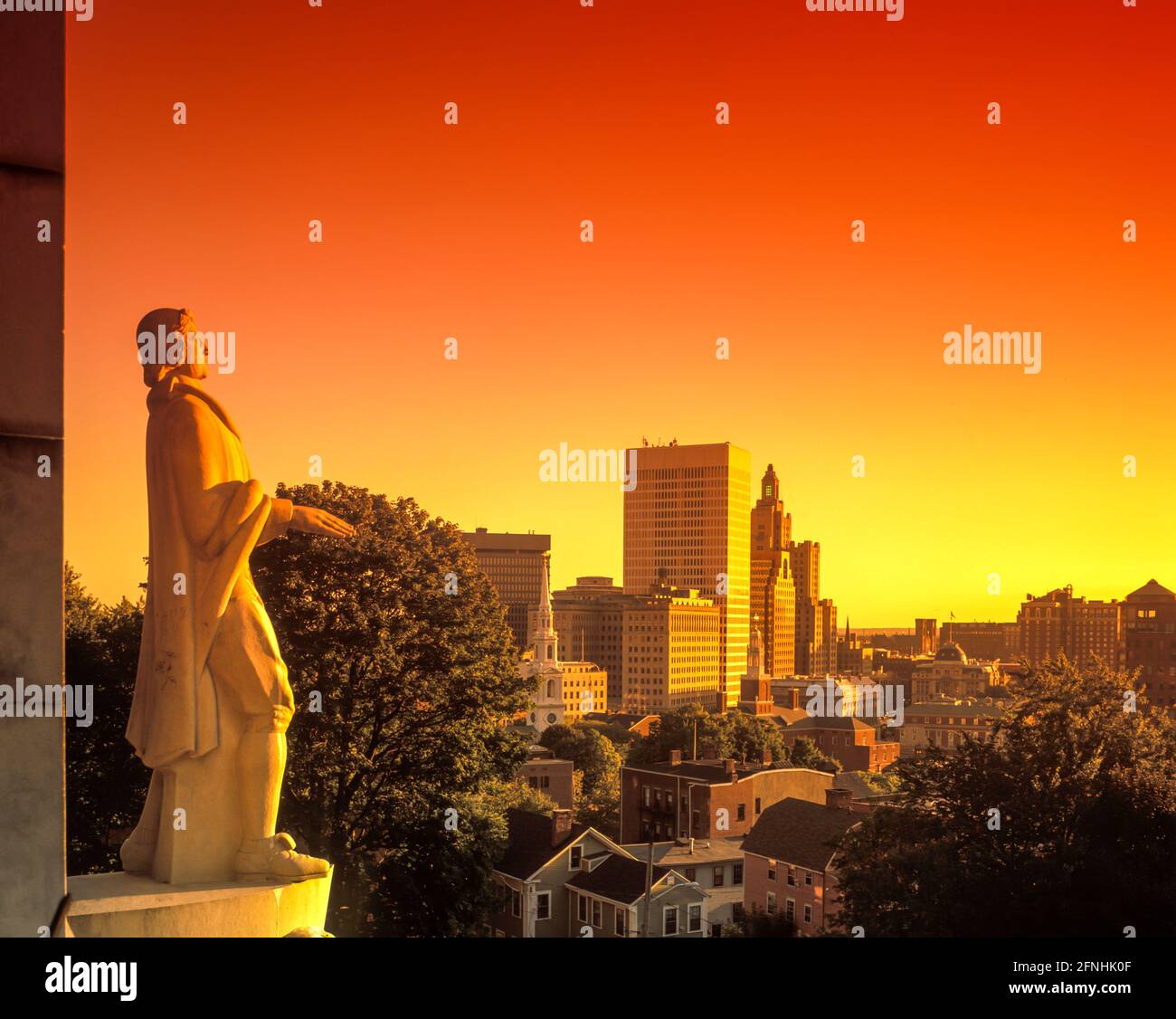 MONUMENT HISTORIQUE NATIONAL ROGER WILLIAMS 2004 (©RALPH THOMAS WALKER 1939) PROSPECT TERRACE PARK CENTRE VILLE HORIZON PROVIDENCE RHODE ISLAND USA Banque D'Images