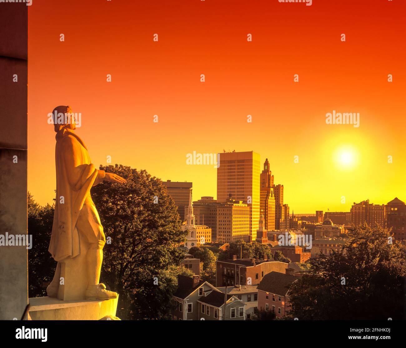 MONUMENT HISTORIQUE NATIONAL ROGER WILLIAMS 2004 (©RALPH THOMAS WALKER 1939) PROSPECT TERRACE PARK CENTRE VILLE HORIZON PROVIDENCE RHODE ISLAND USA Banque D'Images