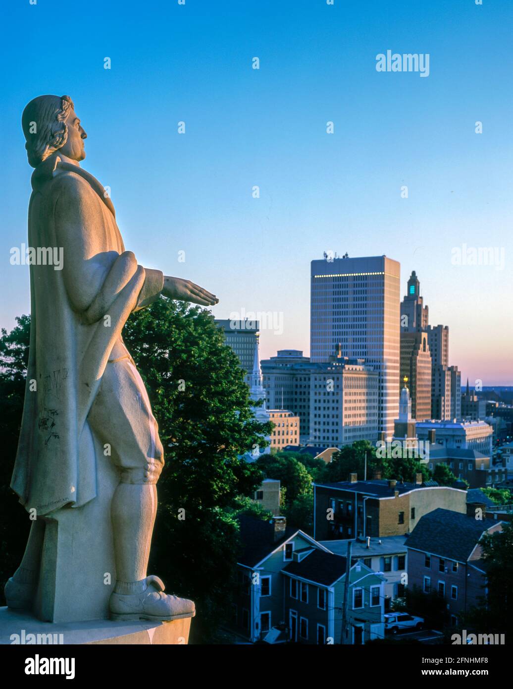 MONUMENT HISTORIQUE NATIONAL ROGER WILLIAMS 2004 (©RALPH THOMAS WALKER 1939) PROSPECT TERRACE PARK CENTRE VILLE HORIZON PROVIDENCE RHODE ISLAND USA Banque D'Images