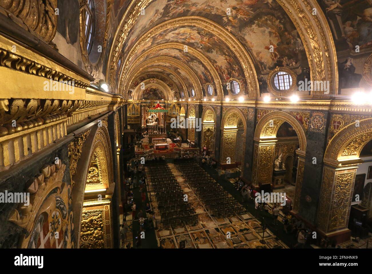 La Valette. Malte. Co-cathédrale Saint-Jean. Vue de l'intérieur. Banque D'Images