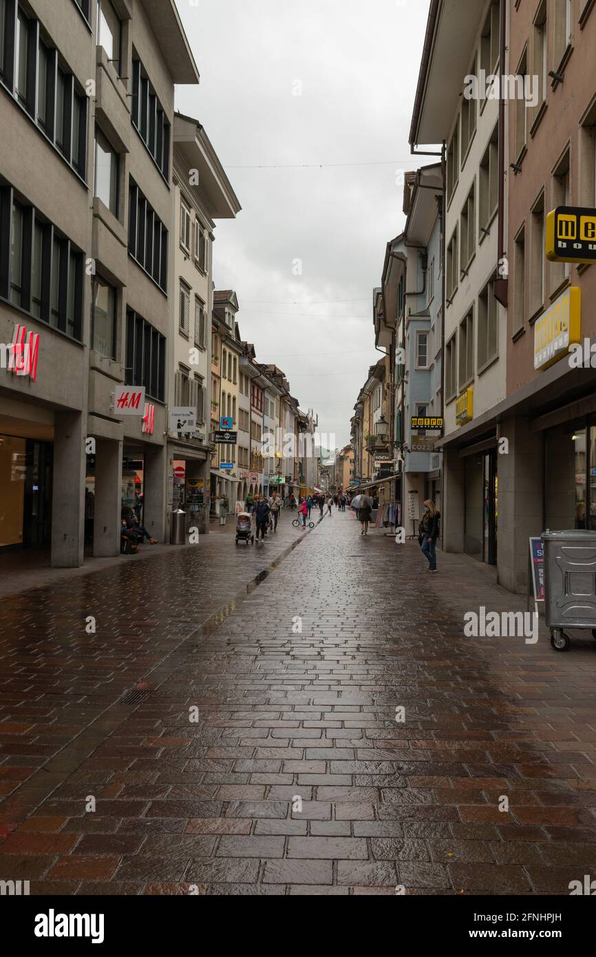 Mauvais temps dans la ville de Winterthur en Suisse 11.5.2021 Banque D'Images