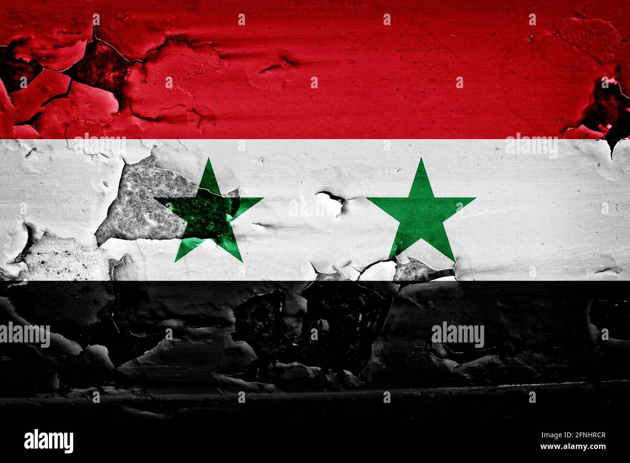 Drapeau de la Syrie sur fond métallique Banque D'Images