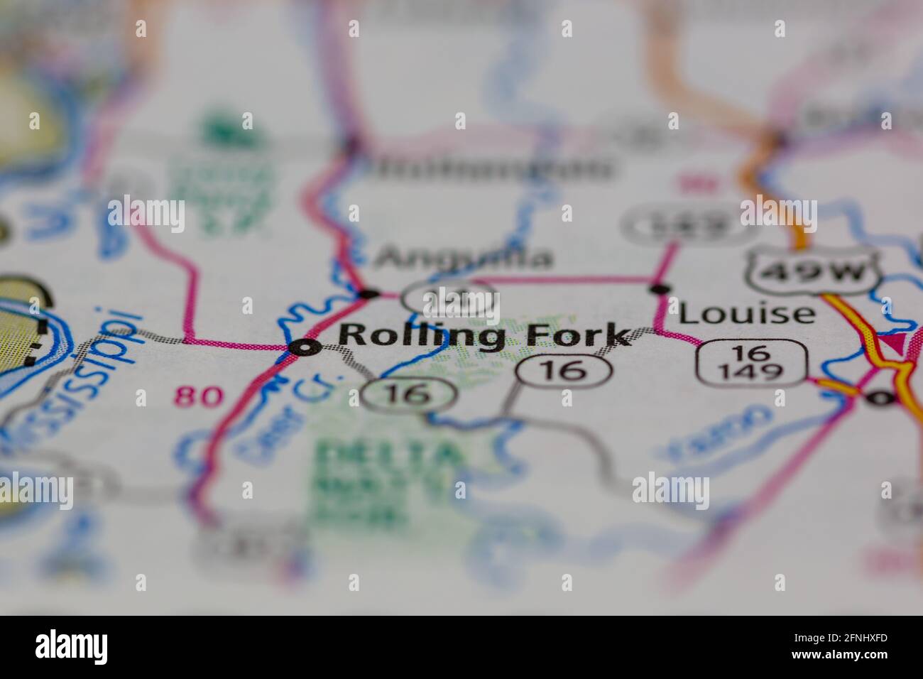 Rolling Fork Mississippi USA illustré sur une carte géographique ou