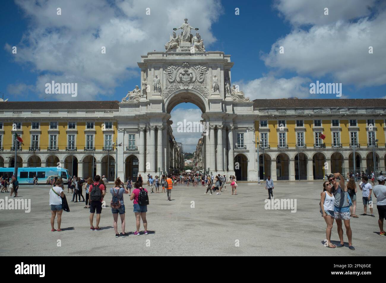 Rua Augusta. Die Praça do Comércio, Baixa Pombalina. Lissabon Banque D'Images