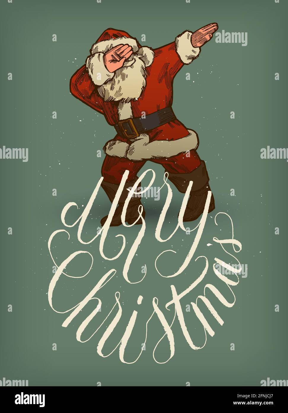 Décoration de Noël vintage et calligraphie de Noël au joyeux carte Illustration de Vecteur
