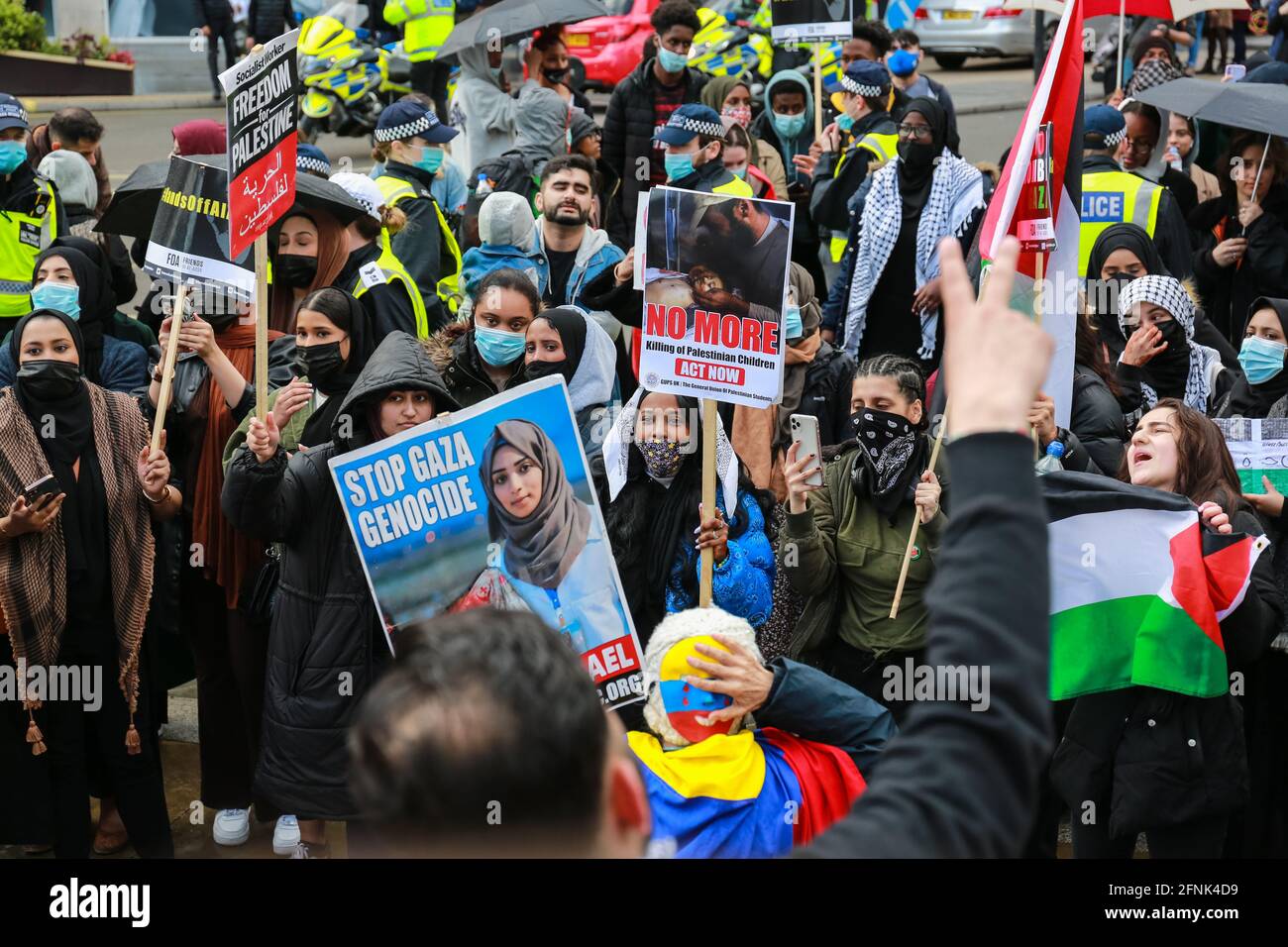 Londres, Royaume-Uni. 15 mai 2021. Les partisans de la Palestine à la Marche pour la Palestine à Piccadilly Circus. Crédit: Waldemar Sikora Banque D'Images