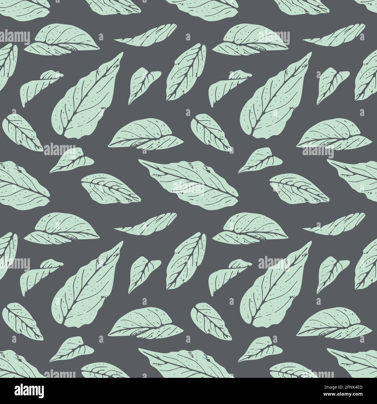 Motif sans couture avec feuilles d'art turquoise minimaliste et moderne Illustration de Vecteur
