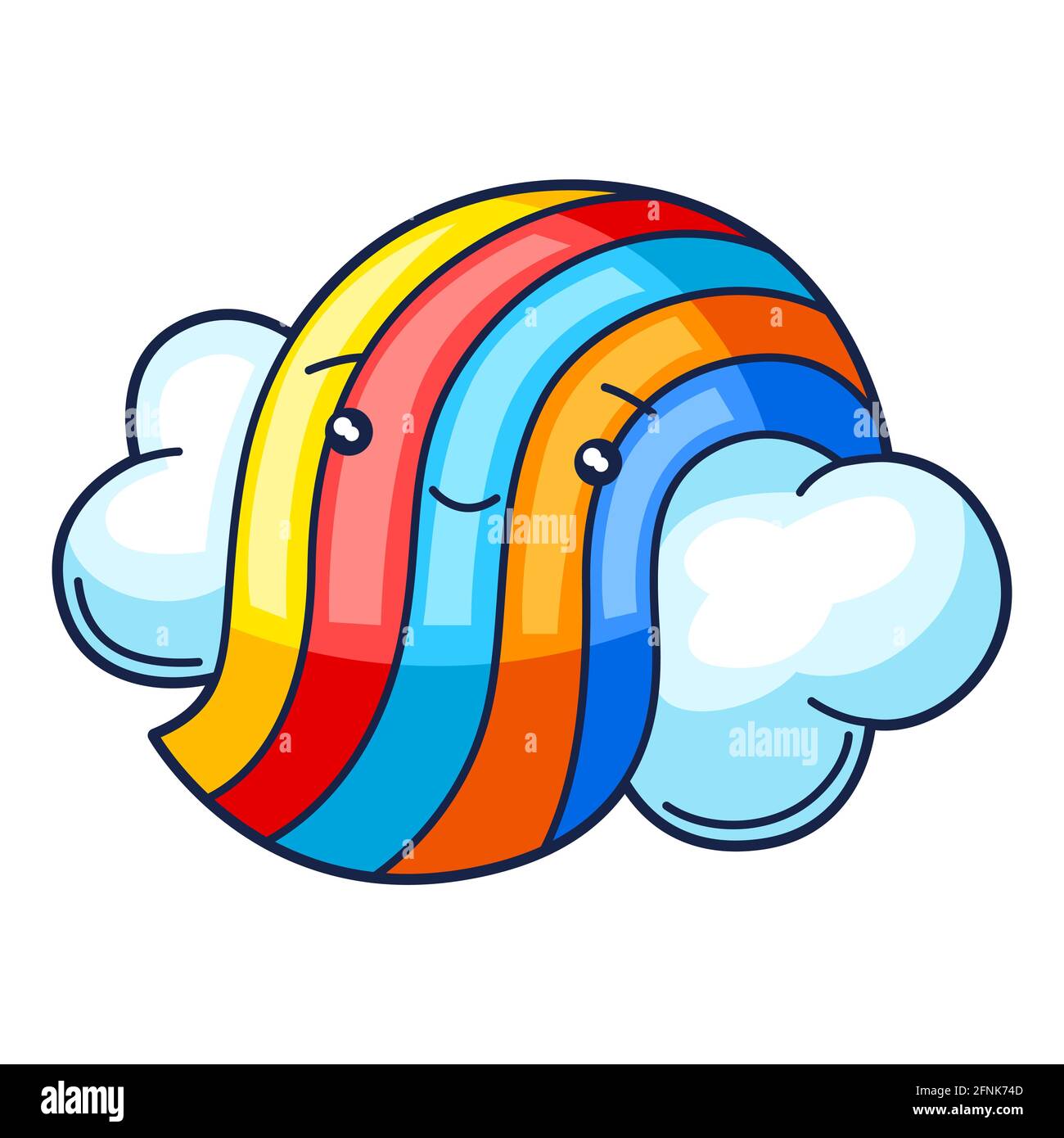 Illustration d'un arc-en-ciel de kawaii avec nuage. Illustration amusante de saison pour enfant. Illustration de Vecteur