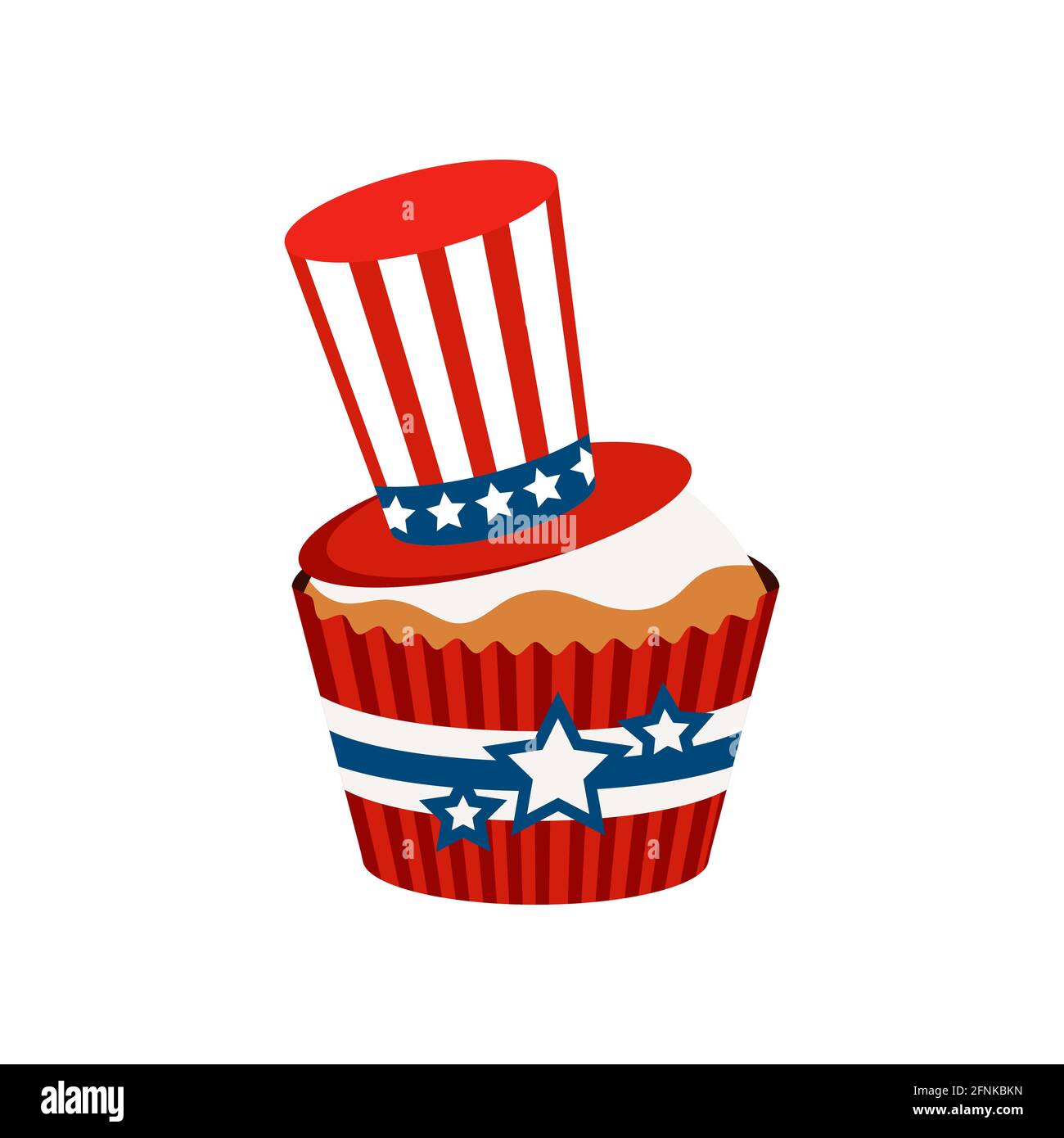 4 juillet cupcake sucreries patriotiques nourriture avec chapeau. Illustration de Vecteur