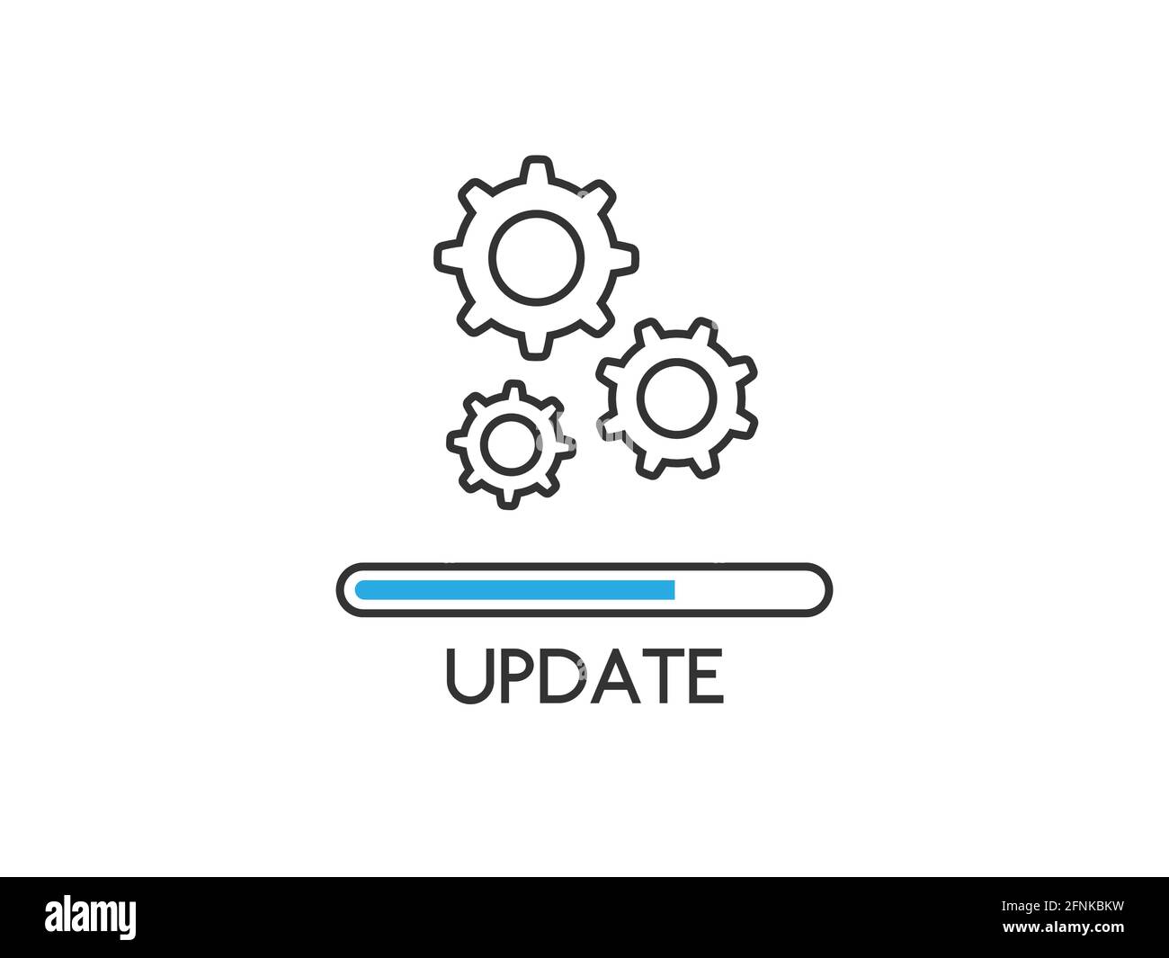 Mettre à jour l'arrière-plan blanc isolé de l'icône. Concept de mise à niveau du système. Processus de chargement ou d'actualisation. État de l'application en mode déplié. Mise à jour de la conception. Vecteur Illustration de Vecteur